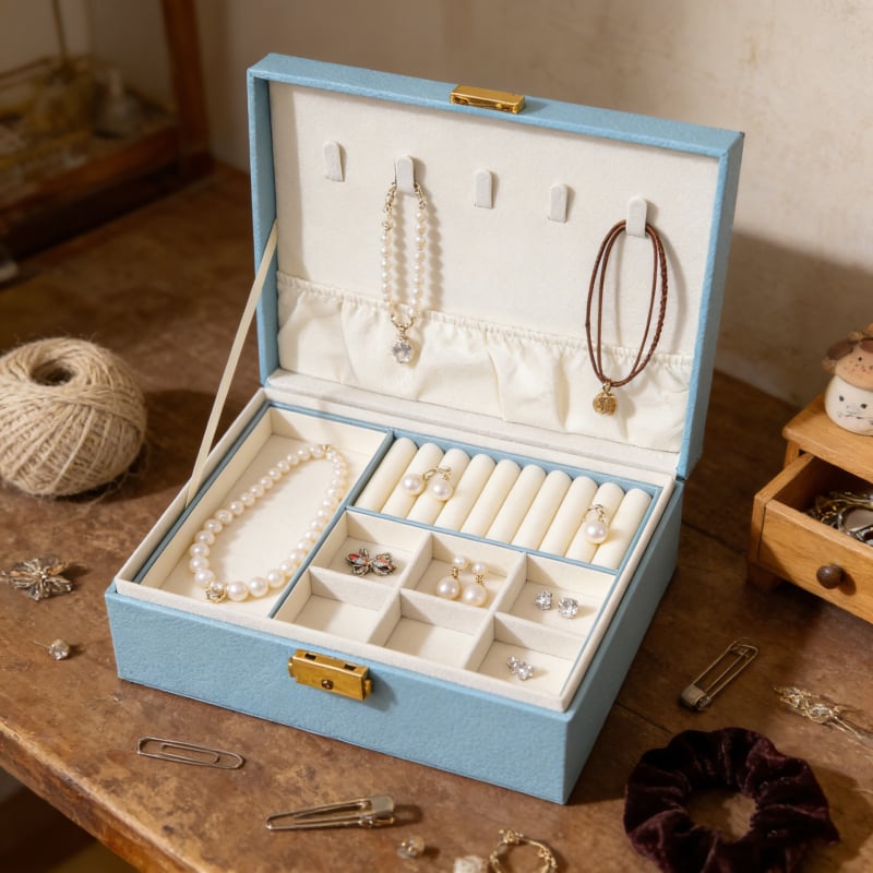 Nordijski stil kutija za nakit, zaključavanje, velik kapacitet, kvadratni oblik, kompozitni materijal
