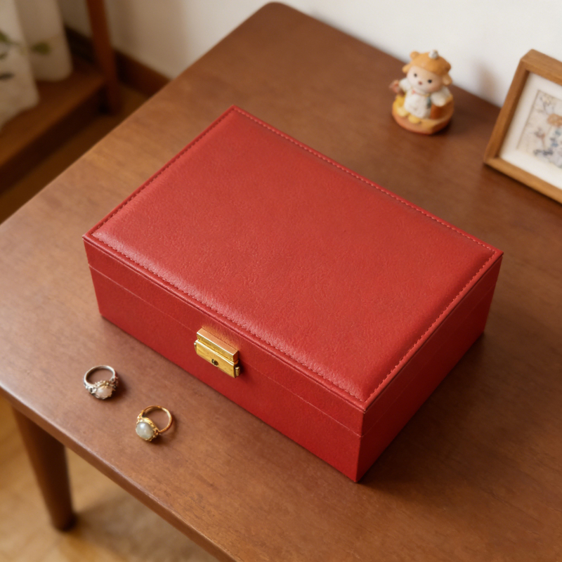 Nordijski stil kutija za nakit, zaključavanje, velik kapacitet, kvadratni oblik, kompozitni materijal