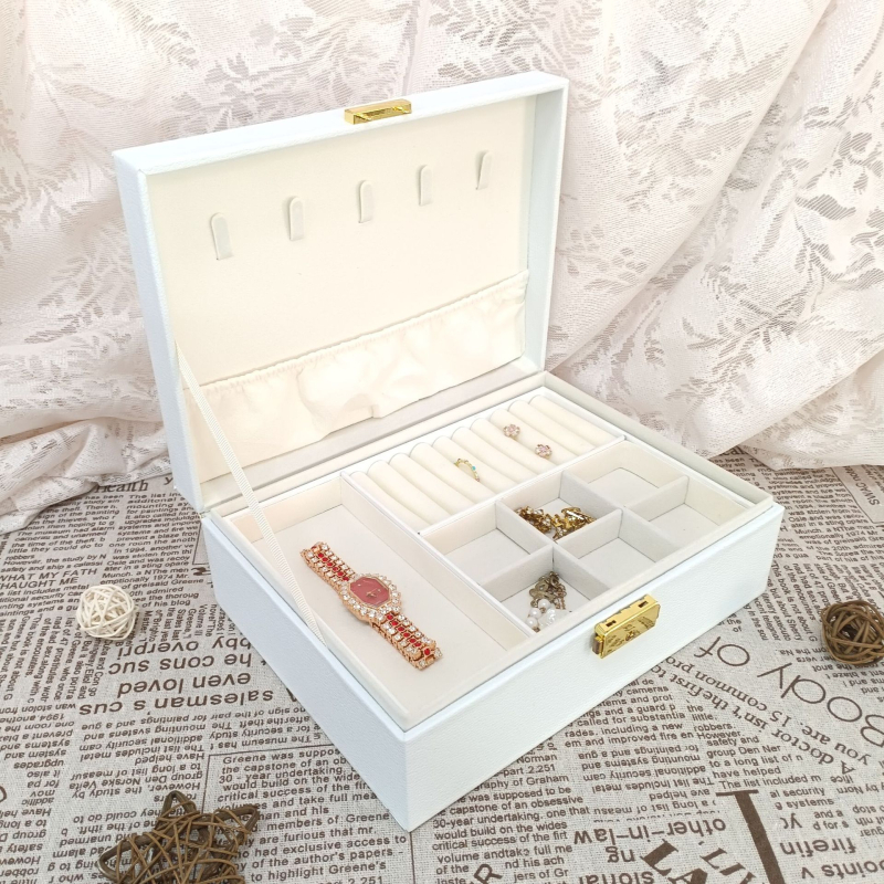 Nordijski stil kutija za nakit, zaključavanje, velik kapacitet, kvadratni oblik, kompozitni materijal