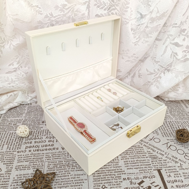 Nordijski stil kutija za nakit, zaključavanje, velik kapacitet, kvadratni oblik, kompozitni materijal