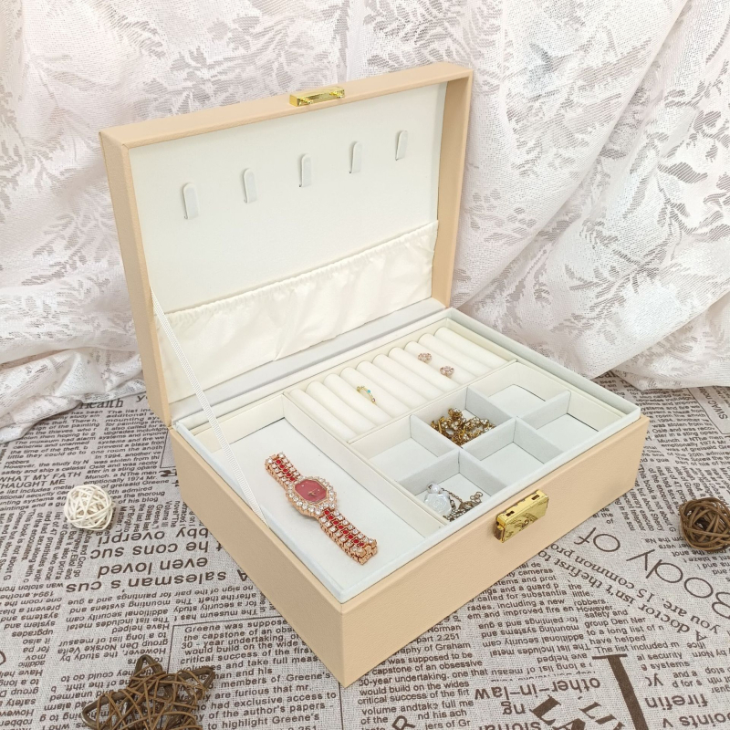 Nordijski stil kutija za nakit, zaključavanje, velik kapacitet, kvadratni oblik, kompozitni materijal