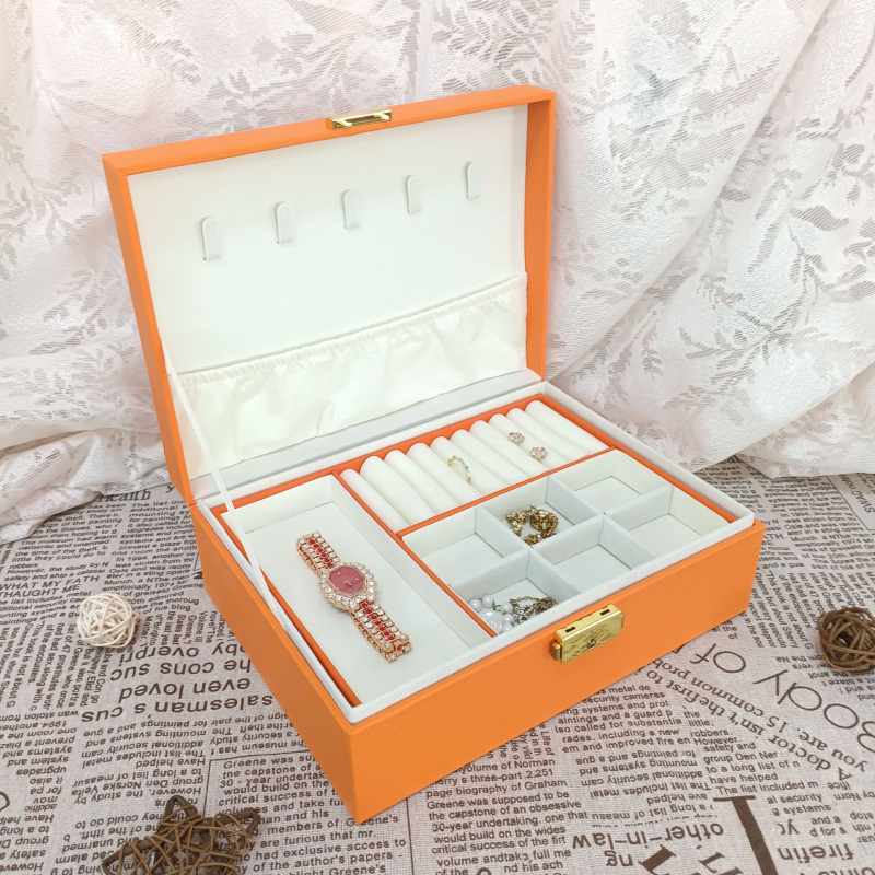Nordijski stil kutija za nakit, zaključavanje, velik kapacitet, kvadratni oblik, kompozitni materijal