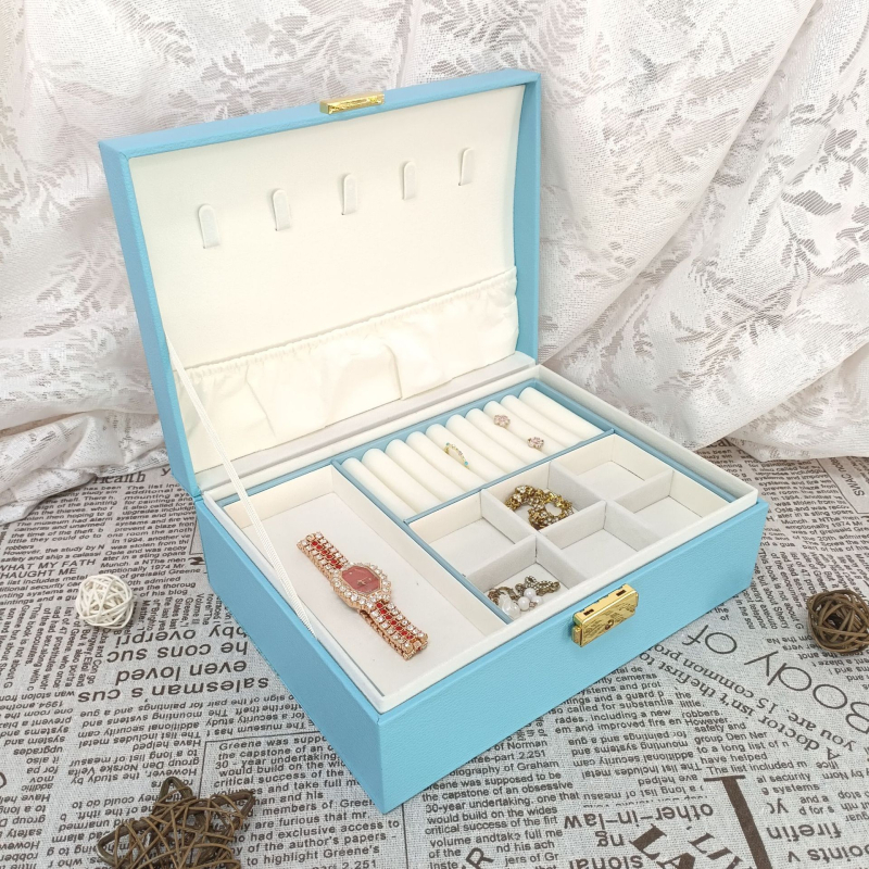 Nordijski stil kutija za nakit, zaključavanje, velik kapacitet, kvadratni oblik, kompozitni materijal