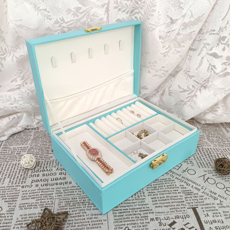 Nordijski stil kutija za nakit, zaključavanje, velik kapacitet, kvadratni oblik, kompozitni materijal