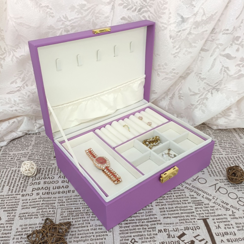 Nordijski stil kutija za nakit, zaključavanje, velik kapacitet, kvadratni oblik, kompozitni materijal
