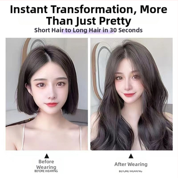 Trostruki produžni dodatak kosi – vlakna otporna na visoku temperaturu, velike valovi, pahuljast izgled, nevidljivo pričvršćivanje