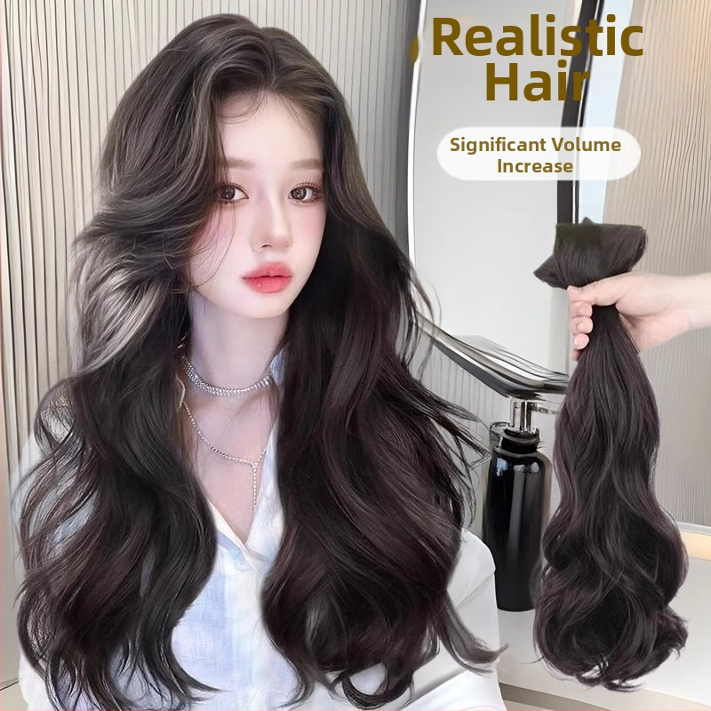 Trostruki produžni dodatak kosi – vlakna otporna na visoku temperaturu, velike valovi, pahuljast izgled, nevidljivo pričvršćivanje