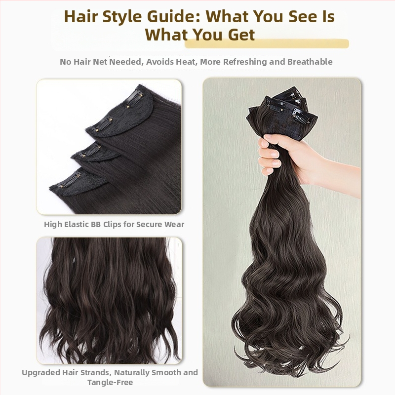 Trostruki produžni dodatak kosi – vlakna otporna na visoku temperaturu, velike valovi, pahuljast izgled, nevidljivo pričvršćivanje