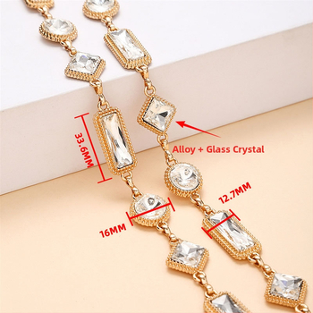 Nakit od metalne lančić s kristalima - dekorativni dodatak (Metal; elektroplatiranje; prilagođljiv; ljeto 2023)