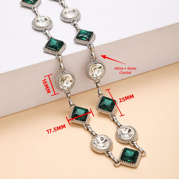 Nakit od metalne lančić s kristalima - dekorativni dodatak (Metal; elektroplatiranje; prilagođljiv; ljeto 2023)