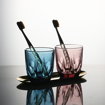 Stakleni set čaša za četkicu za zube i ispiranje usta za hotele - debelo staklo, moderan minimalistički stil, set za par, podrijetlo: Chaozhou, tiskano logo