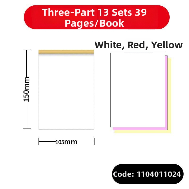 Yulu Paper Products Karbonless bilježnica, dvodijelna, trodijelna i četverodijelna kopir papir, blok za narudžbe jelovnika, prazan višedijelni memo blok, oblik: papir blok, IP autorizacija: Da