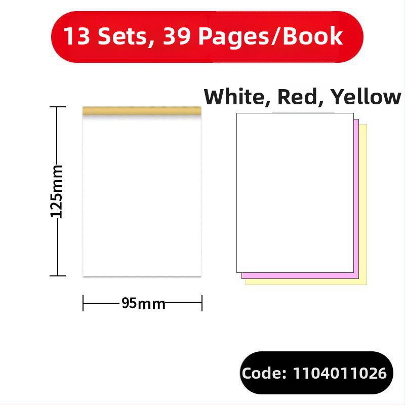 Yulu Paper Products Karbonless bilježnica, dvodijelna, trodijelna i četverodijelna kopir papir, blok za narudžbe jelovnika, prazan višedijelni memo blok, oblik: papir blok, IP autorizacija: Da