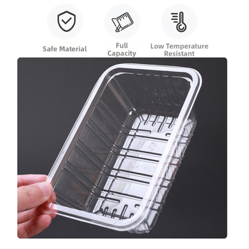 Jednorazová priehľadná PET plastová tácka na balenie ovocia a zeleniny bez krytu, s potlačou loga a možnosťou prispôsobenia