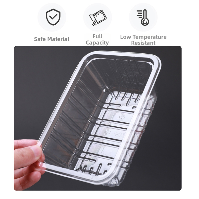 Jednorazová priehľadná PET plastová tácka na balenie ovocia a zeleniny bez krytu, s potlačou loga a možnosťou prispôsobenia