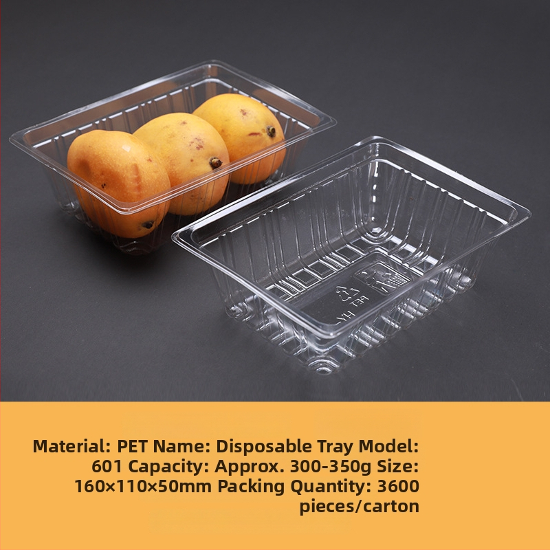 Jednorazová priehľadná PET plastová tácka na balenie ovocia a zeleniny bez krytu, s potlačou loga a možnosťou prispôsobenia