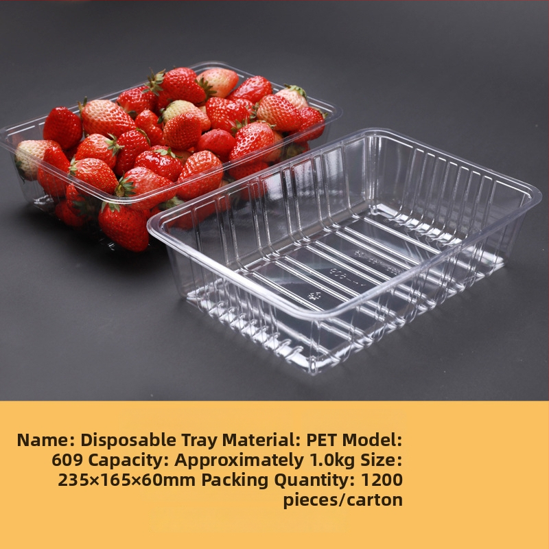 Jednorazová priehľadná PET plastová tácka na balenie ovocia a zeleniny bez krytu, s potlačou loga a možnosťou prispôsobenia