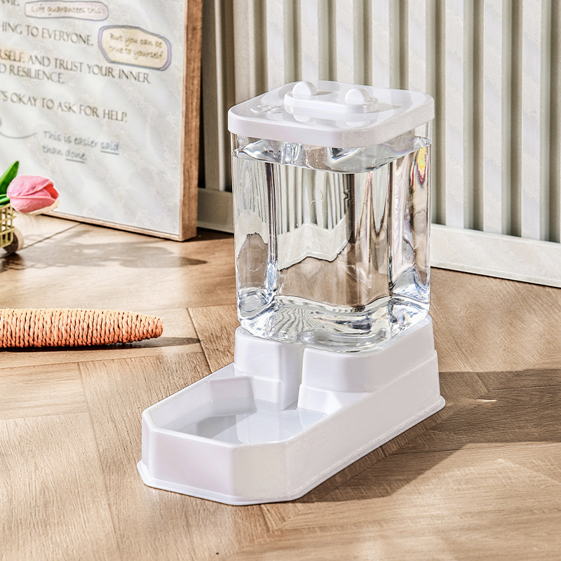 Distribuitor de apă pentru pisici și hrană automată cu recipient de depozitare, AB-002, material PP, potrivit pentru pisici