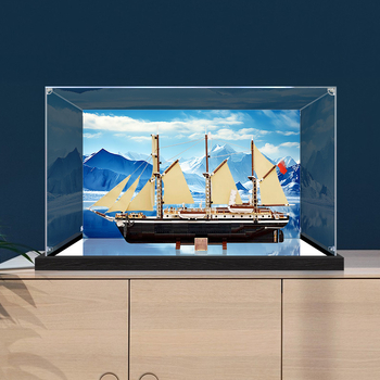 Cutie de depozitare pentru figuri LEGO 10335 – Display din acrilic transparent, protecție împotriva prafului, capacitate 3, fără capac, imprimare logo