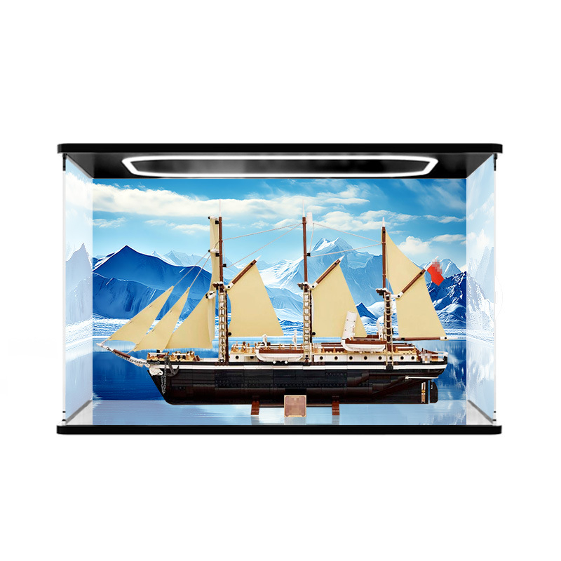 Cutie de depozitare pentru figuri LEGO 10335 – Display din acrilic transparent, protecție împotriva prafului, capacitate 3, fără capac, imprimare logo