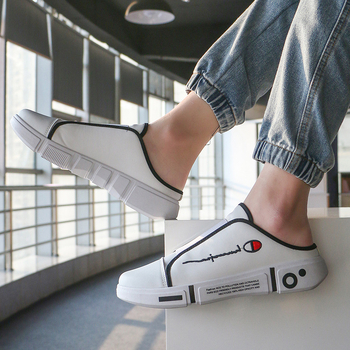 Férfi zárt orrú slip-on mules, koreai stílus, gumi talp, felsőrész műbőr, injektált talp-technológia