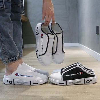 Férfi zárt orrú slip-on mules, koreai stílus, gumi talp, felsőrész műbőr, injektált talp-technológia