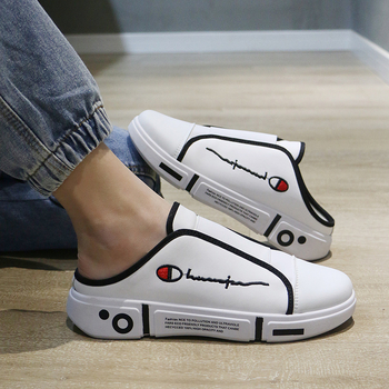 Férfi zárt orrú slip-on mules, koreai stílus, gumi talp, felsőrész műbőr, injektált talp-technológia