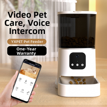 Intelligens háziállat etető, 6 L kapacitás, távoli vezérlés alkalmazáson keresztül, ütemezett etetés, videó interakció, kettős energiaellátás