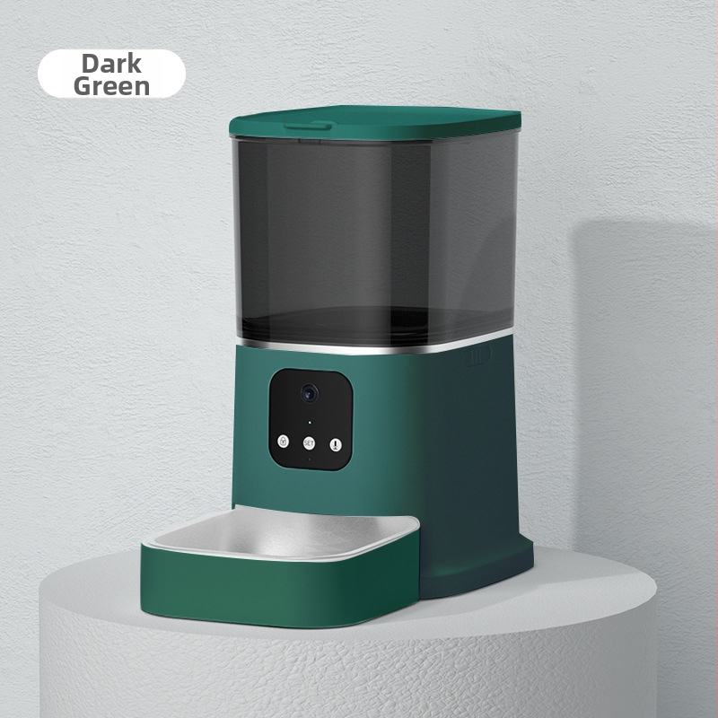 Intelligens háziállat etető, 6 L kapacitás, távoli vezérlés alkalmazáson keresztül, ütemezett etetés, videó interakció, kettős energiaellátás
