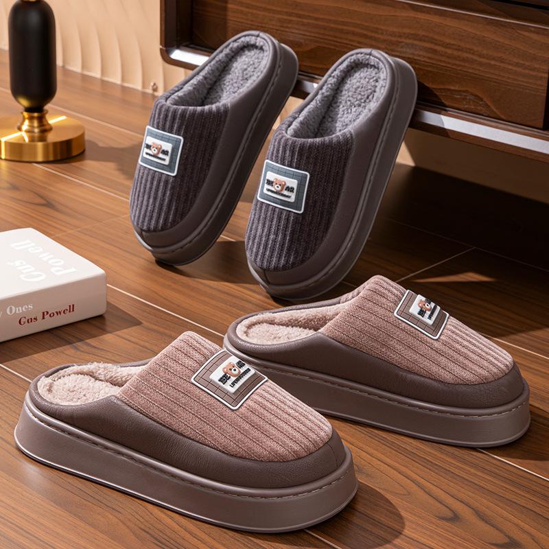 Papuci de interior pentru bărbați, partea superioară PU, talpa EVA, talpă cusută, închidere slip-on, Iarnă 2025