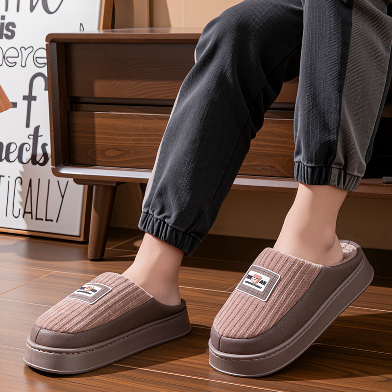 Papuci de interior pentru bărbați, partea superioară PU, talpa EVA, talpă cusută, închidere slip-on, Iarnă 2025