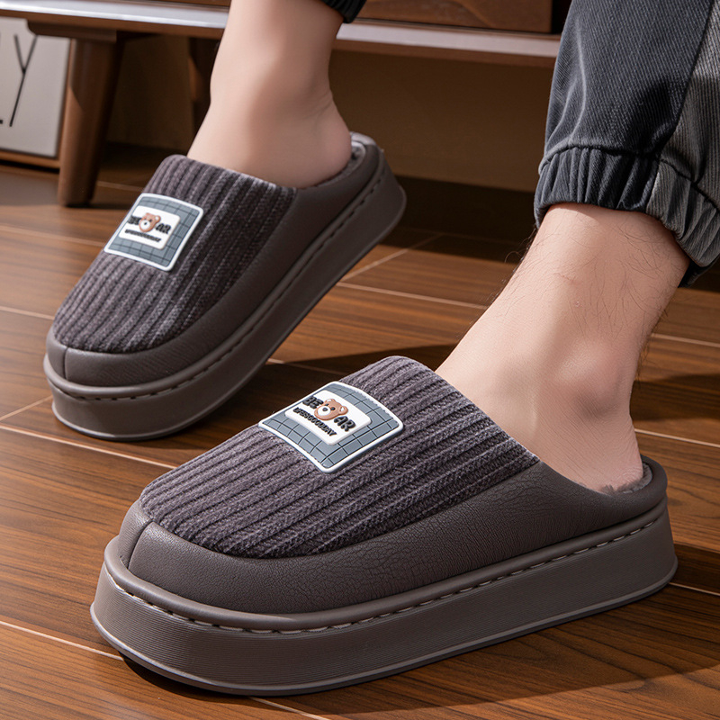 Papuci de interior pentru bărbați, partea superioară PU, talpa EVA, talpă cusută, închidere slip-on, Iarnă 2025