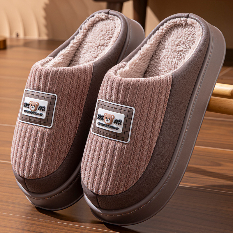 Papuci de interior pentru bărbați, partea superioară PU, talpa EVA, talpă cusută, închidere slip-on, Iarnă 2025