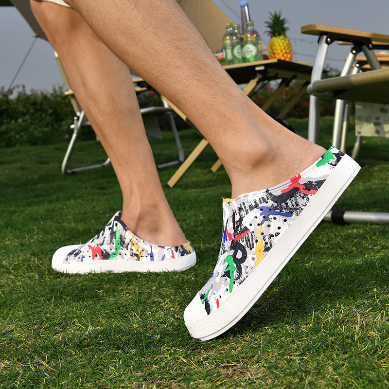 Sandale de vară unisex, respirante, cu partea superioară EVA și talpa EVA, talpă turnată prin injecție, antiderapante, design perforat, încălcare ușoară