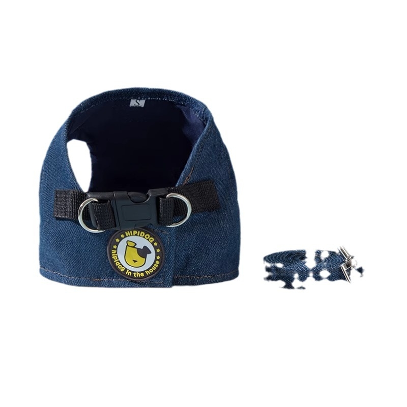 Denim prsluk s vodilicom za male pse