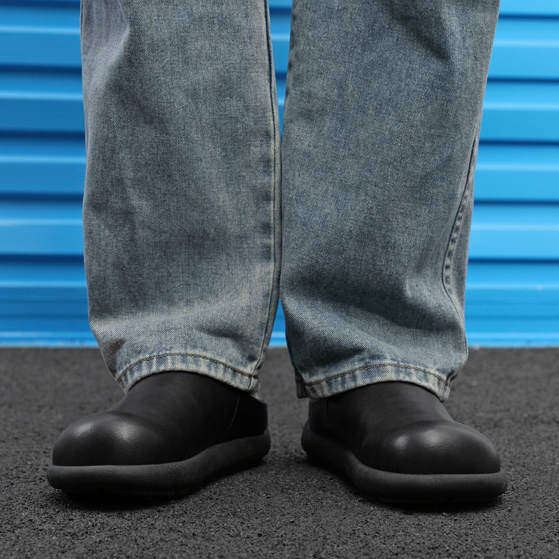Muške slip-on mule s kapicom na prstu, japanskog stila, gornji dio od velura vlakana od krave, gumena potplata