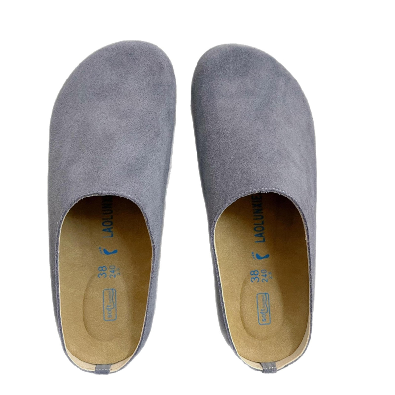Muške Birkenstock-inspirirane retro mule s debelim potplatom, nubuk koža na gornjoj strani, plastična potplata, slip-on, proljeće 2025