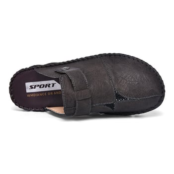 Sandale casual pentru bărbați, outdoor, talpă din cauciuc, partea superioară din piele microfibră, cusută, antiderapant