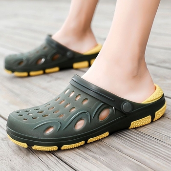 Sandale bărbați cu găuri pentru plajă: antiderapante, impermeabile, rezistente la uzură, talpă EVA, partea superioară PVC, închidere cu cataramă