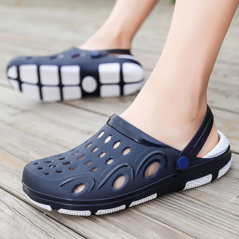 Sandale bărbați cu găuri pentru plajă: antiderapante, impermeabile, rezistente la uzură, talpă EVA, partea superioară PVC, închidere cu cataramă