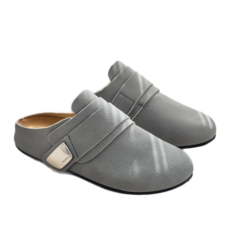 Muške svakodnevne papuče sa zatvorenim prstom i otvorenim petama, gornji dio od velura, gumeni đon, slip-on