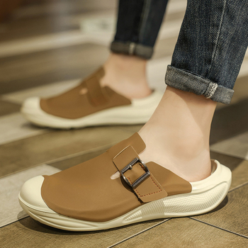 Baotou Slip-On pentru bărbați – talpă groasă din cauciuc, partea superioară din piele de vacă, primăvara 2025, stil leisure