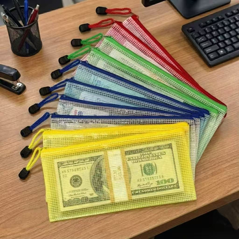 PVC mrežasta torbica za dokumente sa zatvaračem, prozirna za račune i potvrde