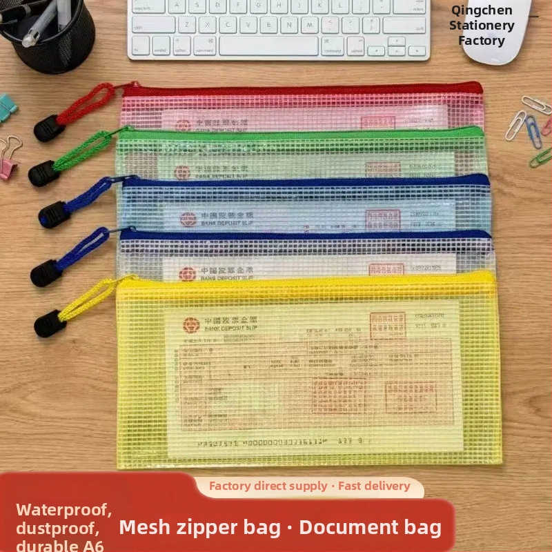 PVC mrežasta torbica za dokumente sa zatvaračem, prozirna za račune i potvrde