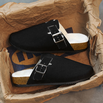 Papuci de iarnă pentru bărbați Slip-On, căptuiți cu fleece; partea superioară din imitation microfiber; talpă PVC