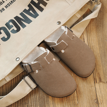 Papuci de iarnă pentru bărbați Slip-On, căptuiți cu fleece; partea superioară din imitation microfiber; talpă PVC