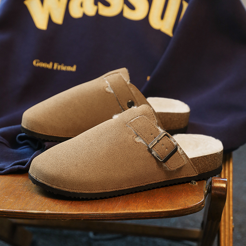 Papuci de iarnă pentru bărbați Slip-On, căptuiți cu fleece; partea superioară din imitation microfiber; talpă PVC