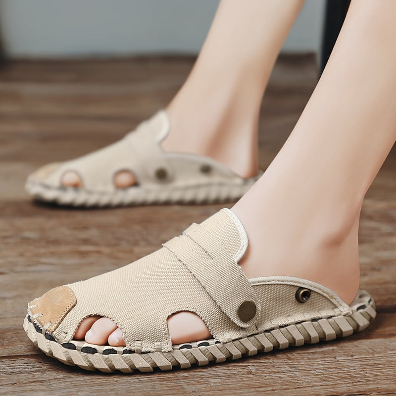 Muške platnene slip-on sandale s tekstilnim gornjim dijelom i gumom, ručno izrađene