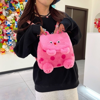 Ženska pliš torba s japanskim stilom i izvezenim motivom mačke, točkasti uzorak, crossbody ili torba na ramenu, podstava od poliestera, zatvaranje s poklopcem, svjež i sladak stil