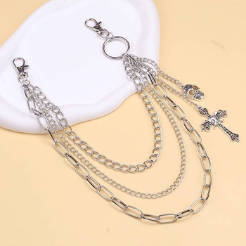 Uniszex fém deréklánc hip-hop stílusban, hossza 60 cm alatt, több hurkokkal